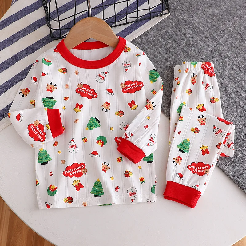 Baby Clothing Knitting Patterns - Children Home Clothing Set Christmas Patterned
