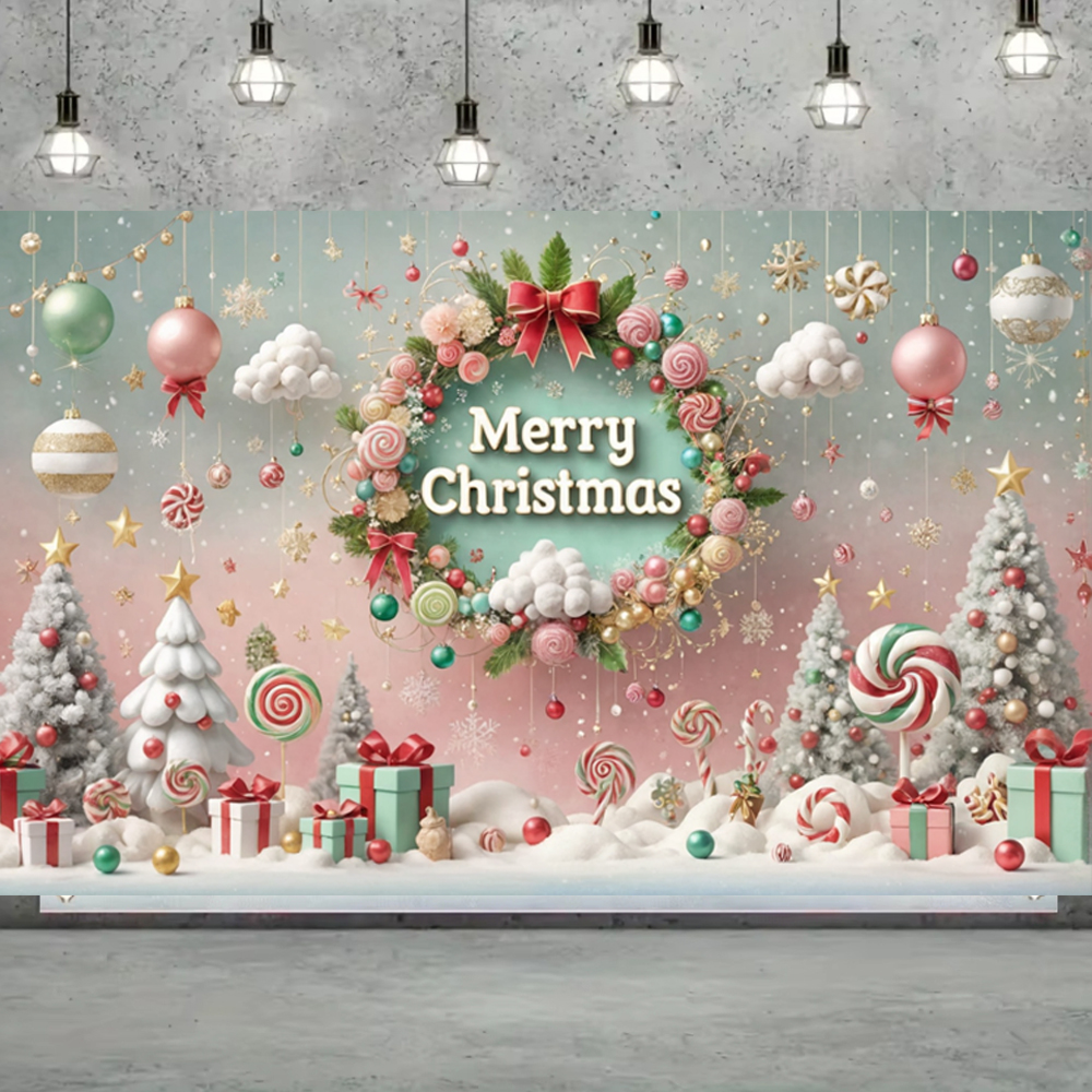 Baby Zebra Clothing - Merry Christmas Banner Holiday Background Cloth