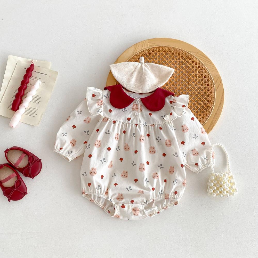 Cute Rabbit Printed Baby Jumps - مراجعة Baby Clothing Quality وسعره