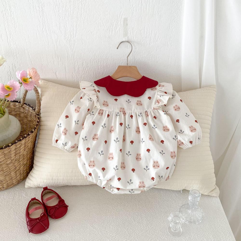 Cute Rabbit Printed Baby Jumps - مراجعة Baby Clothing Quality وسعره