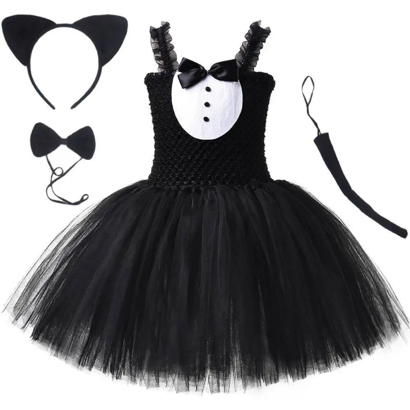 White Black Cat Tutu Dress for - مراجعة Baby Clothing Dresser وسعره