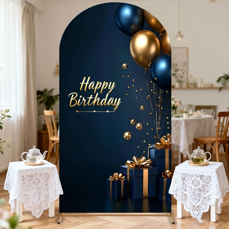 VIKAMA Blue Gold Arch Backdrop - مراجعة Baby Zebra Clothing وسعره